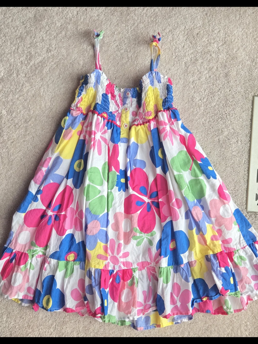 Mini Boden Floral Sundress in White, Pink, Blue, Yellow, Green